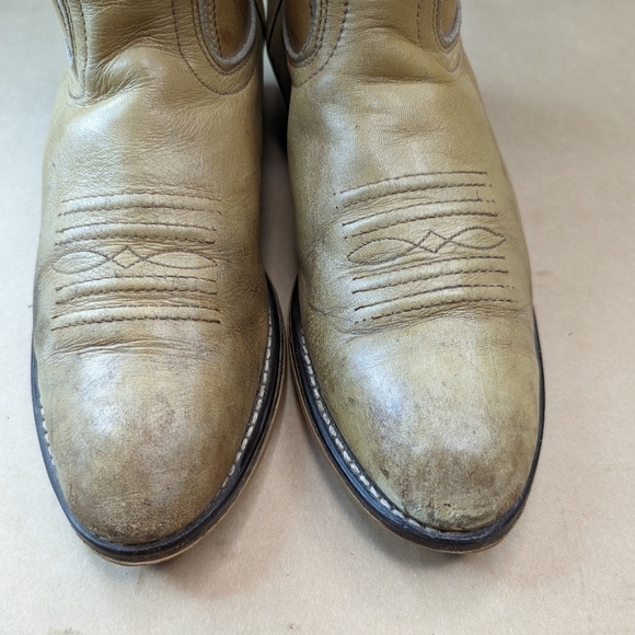 Acme Marble Biege Leather Buckaroo Cowboy Boots Men's Size 9D Style 4612 Made in - Picture 6 of 9